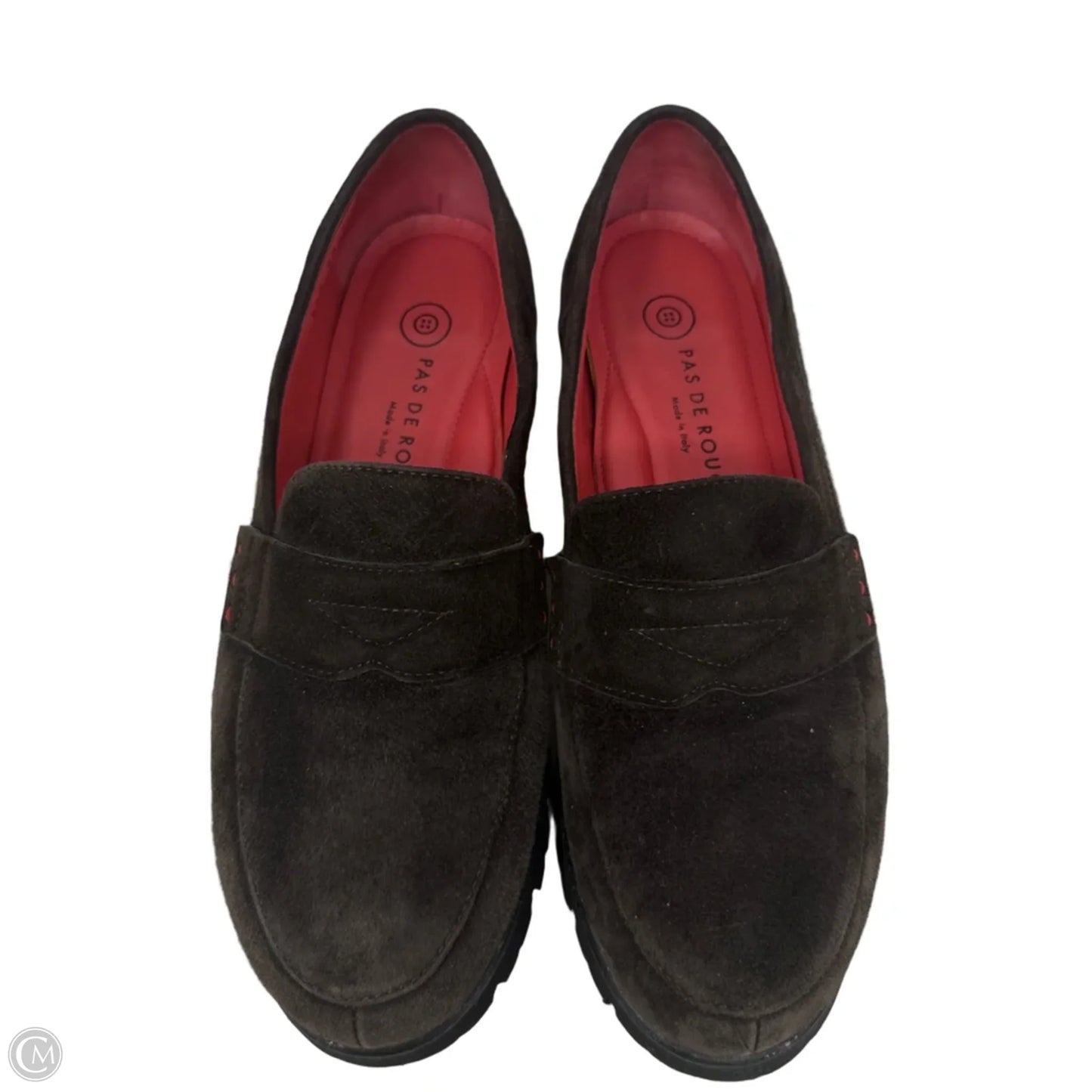 Marta Suede Penny Loafers By Pas de Rouge In Brown, Size: 7.5 (38)