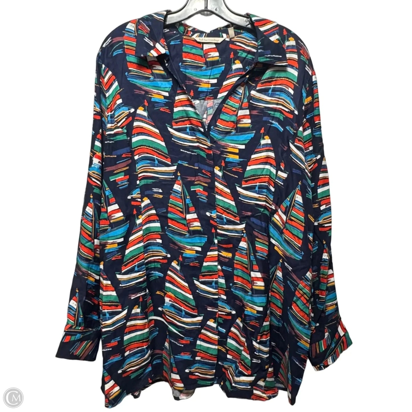 Top Long Sleeve By Soft Surroundings In Nautical Print, Size: Xl