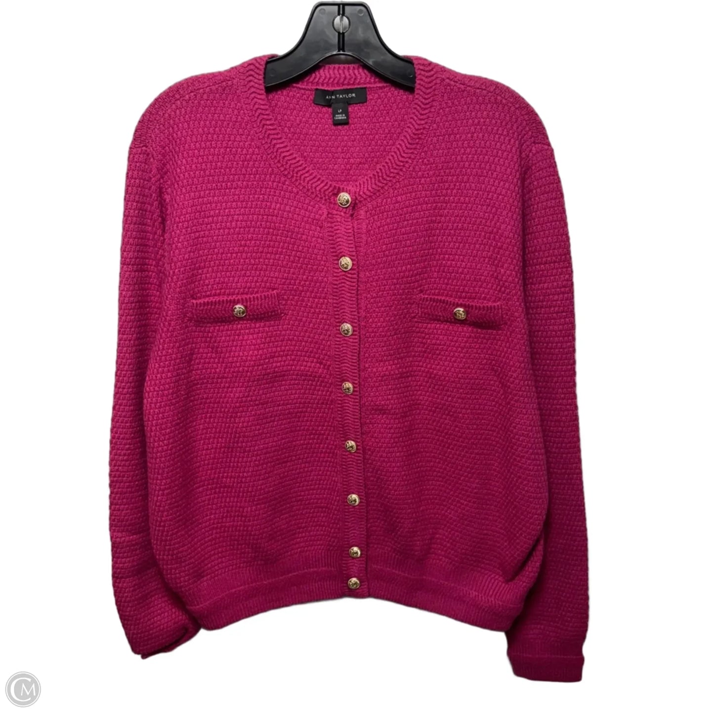 Sweater Cardigan By Ann Taylor In Pink, Size: L Petite