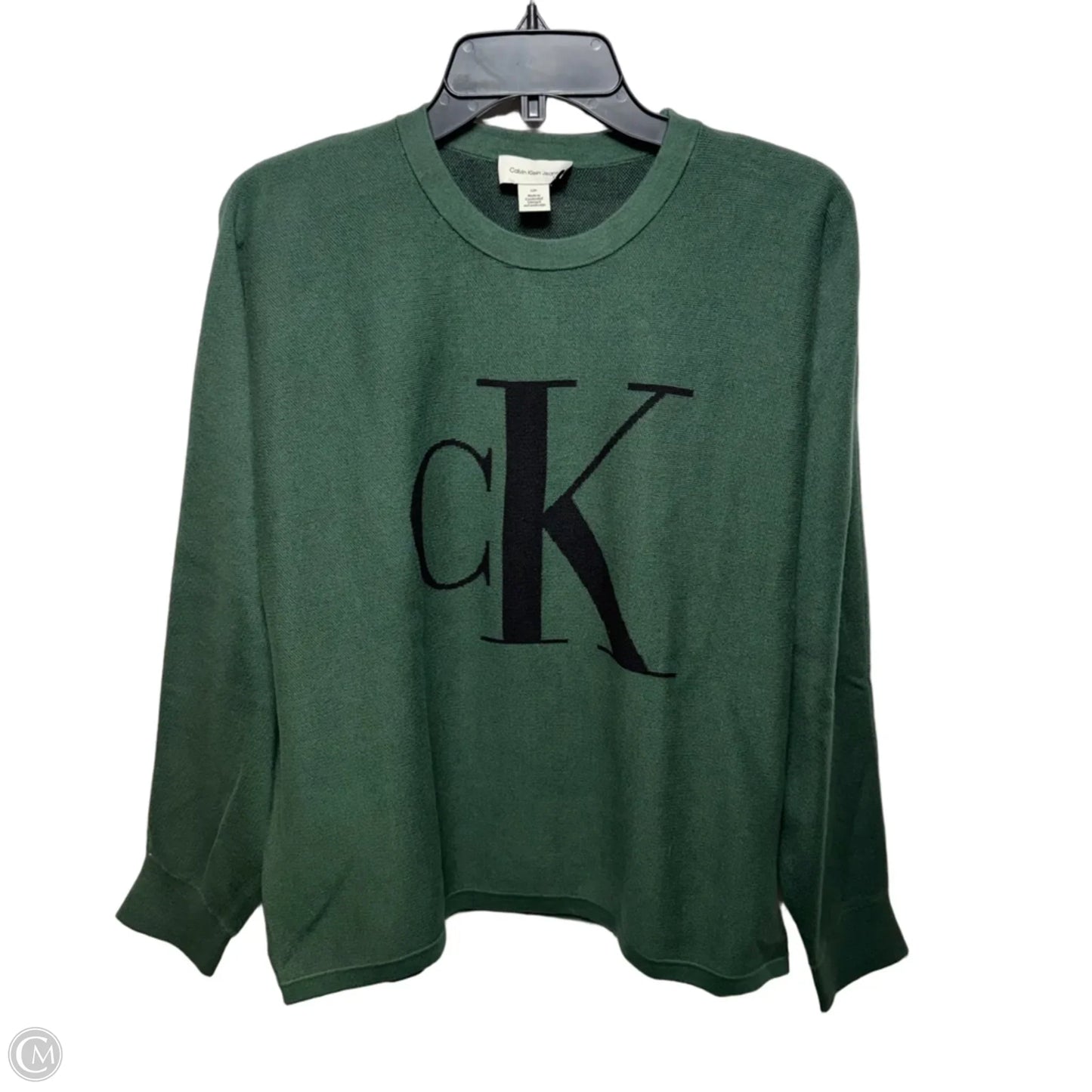 Cotton Logo Sweater By Calvin Klein In Green, Size: L