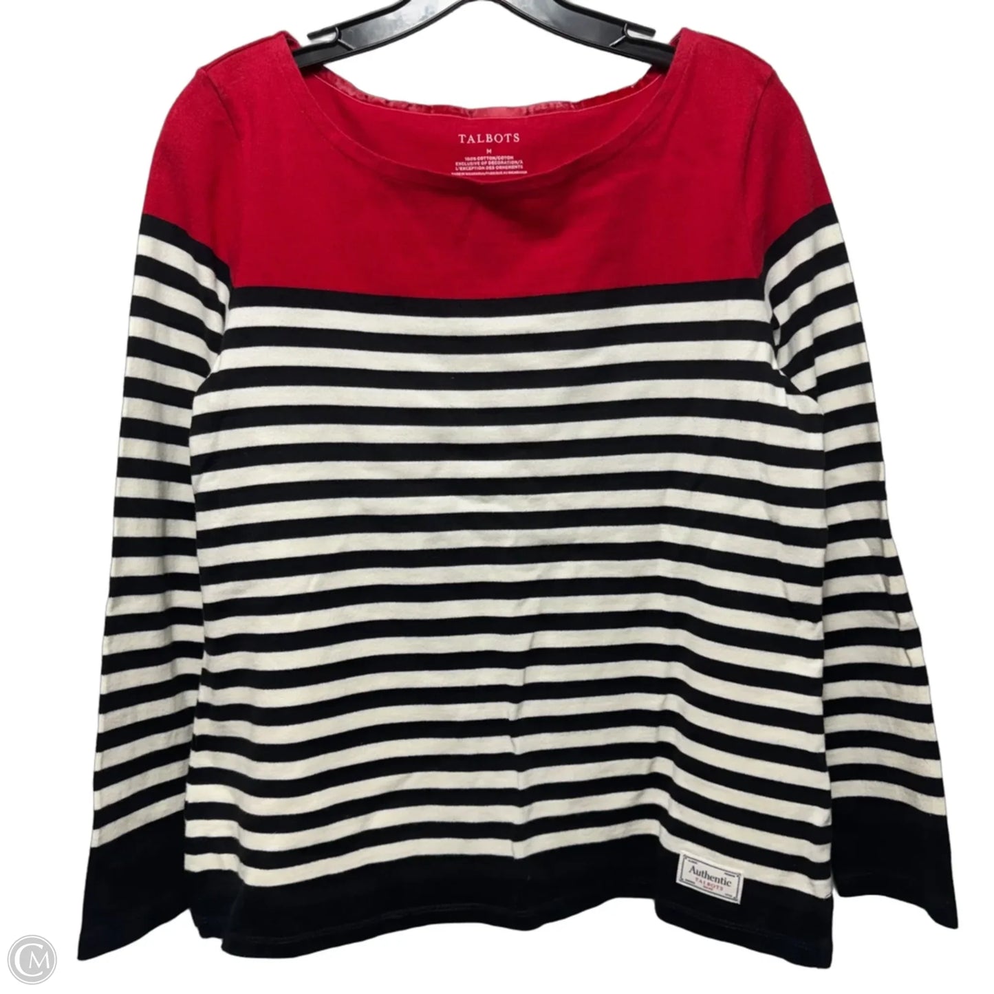 Top Long Sleeve By Talbots In Striped Pattern, Size: M