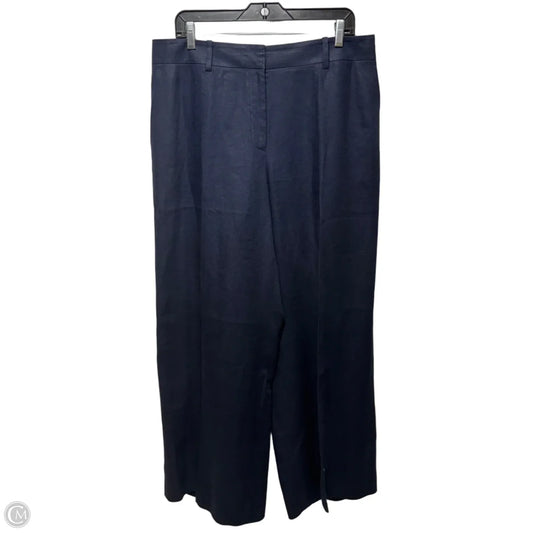 100% Linen Pants Designer By Lafayette 148 In Navy, Size: 14