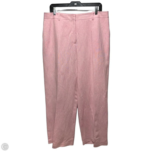 Gates Full Leg Linen & Silk Blend Pants Designer By Lafayette 148 In Pink, Size: 14