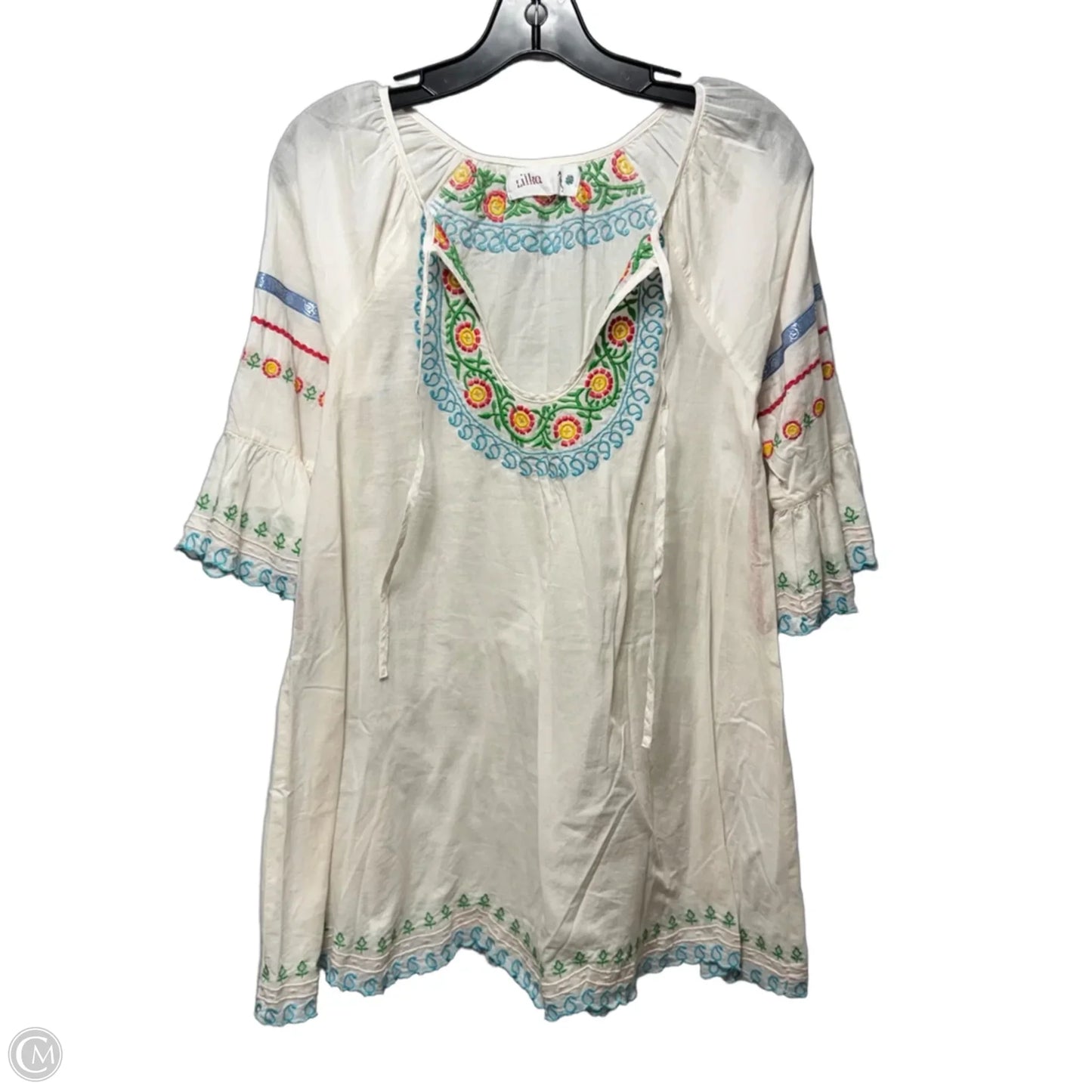 Embroidered Tunic 3/4 Sleeve By Lilka X Anthropologie In Floral Print, Size: M