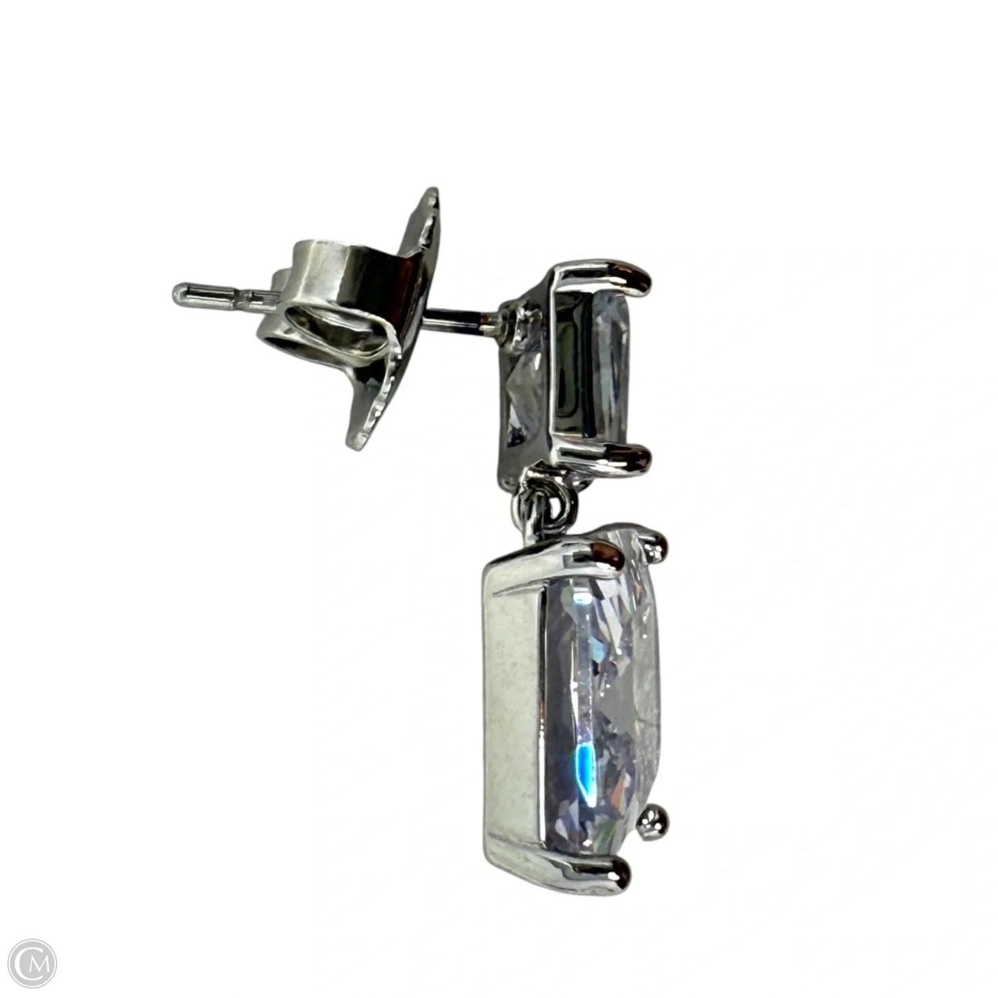Clear CZ Double Drop Earrings