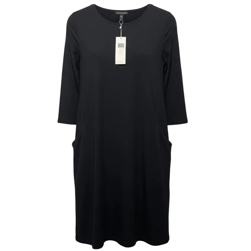 V-Neck A-Line Dress By Eileen Fisher In Black, Size: XXS