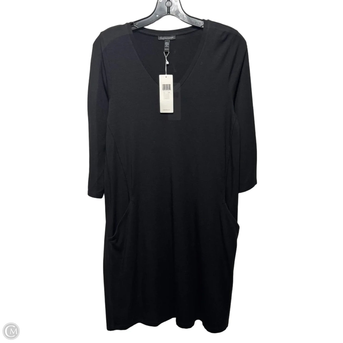 V-Neck A-Line Dress By Eileen Fisher In Black, Size: XXS