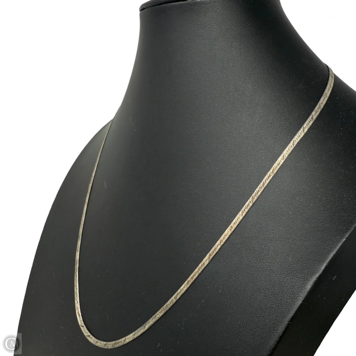 Vintage Italian Sterling Silver Etched Herringbone Chain Necklace