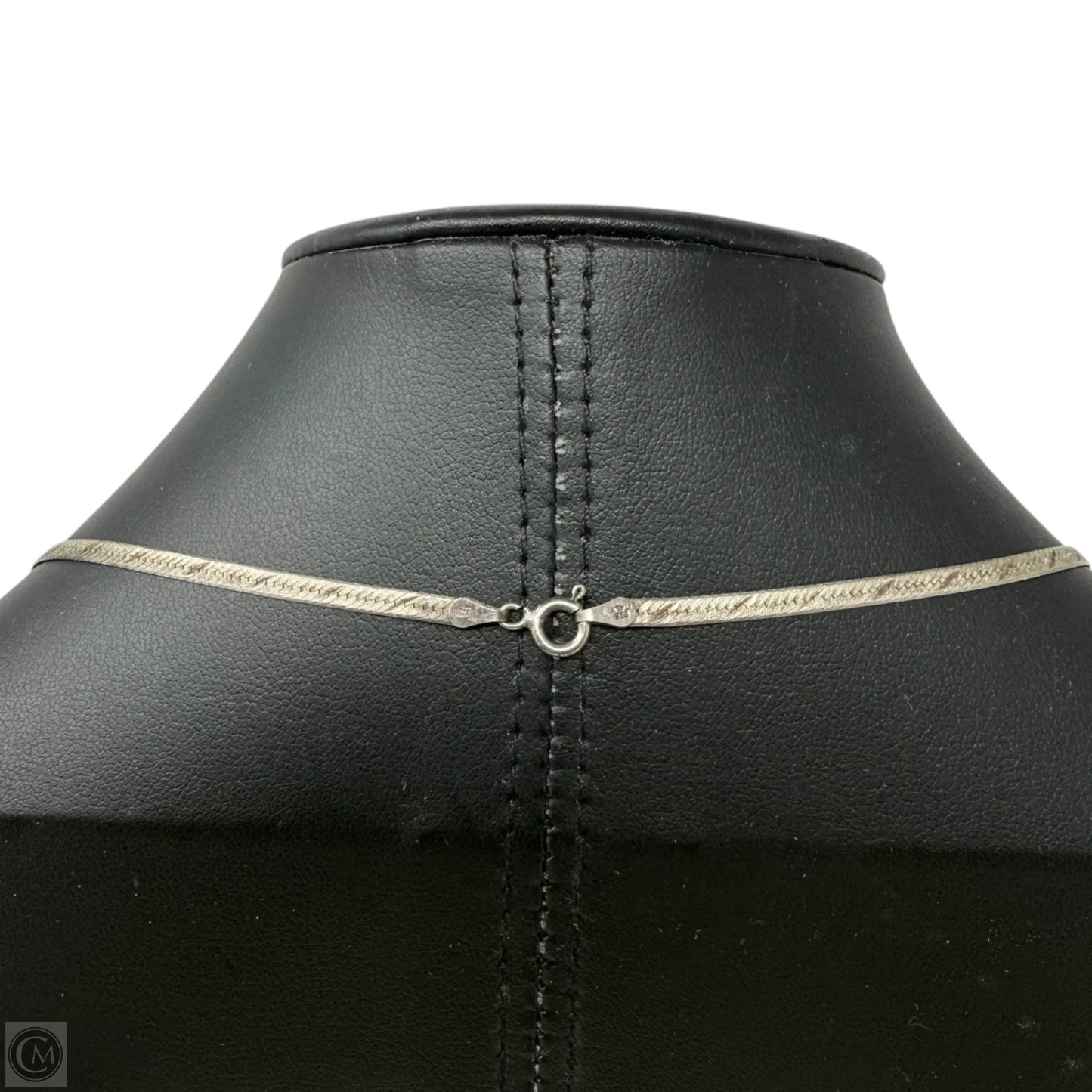 Vintage Italian Sterling Silver Etched Herringbone Chain Necklace