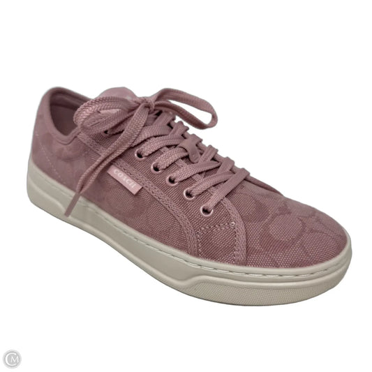 Signature Jacquard Sneaker Shoes Designer By Coach In Pink, Size: 6.5