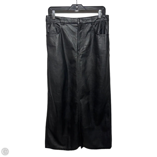 High Back Slit Faux Leather Skirt Maxi By Free People In Black, Size: 4