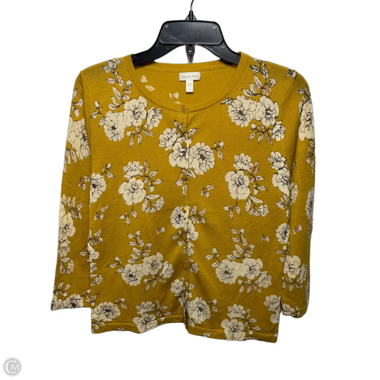 Merino Wool Sweater Cardigan By Garnet Hill In Floral Print, Size: M