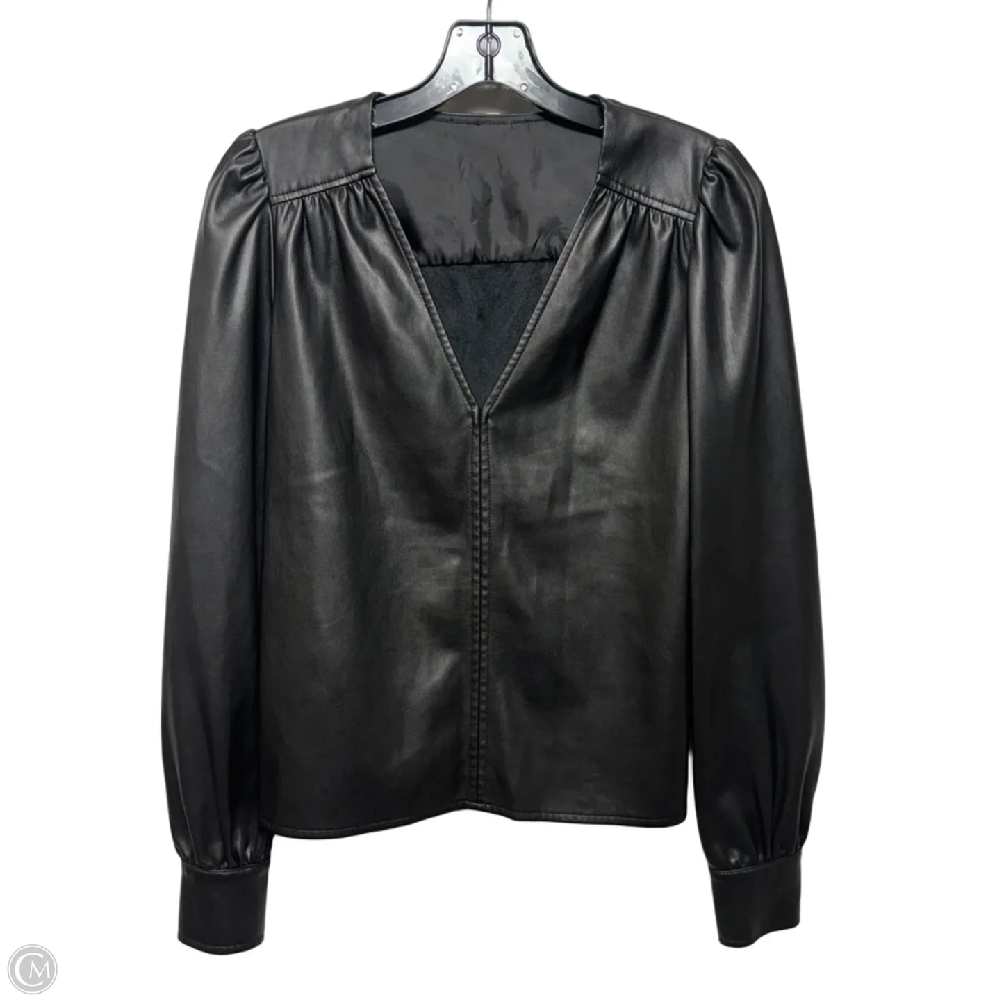 Faux Leather Top Long Sleeve By Twinset In Black, Size: M