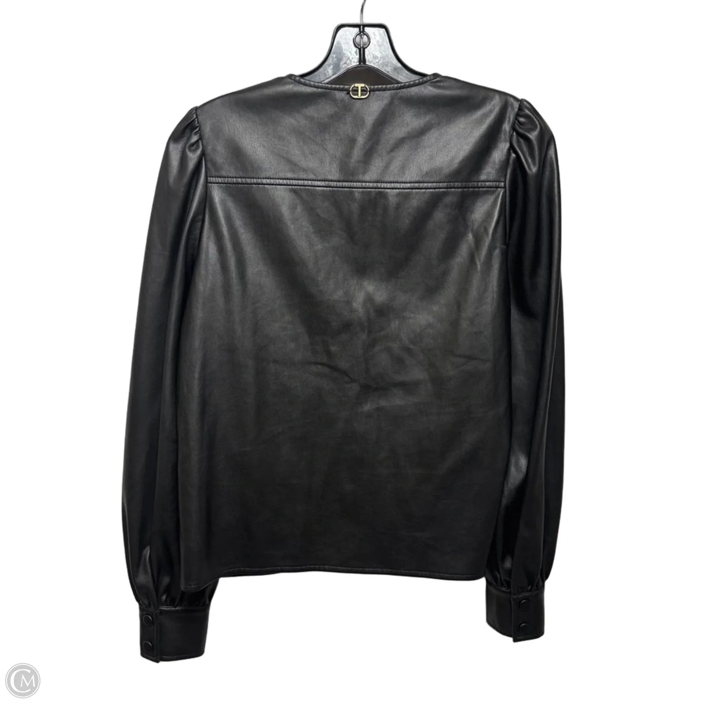 Faux Leather Top Long Sleeve By Twinset In Black, Size: M