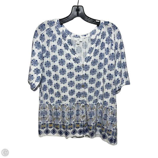 Top Short Sleeve By J. Jill In Blue & White, Size: M