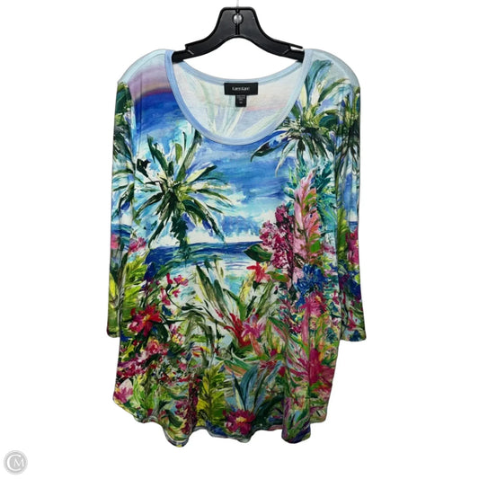 Tunic 3/4 Sleeve By Karen Kane In Tropical Print, Size: 1x