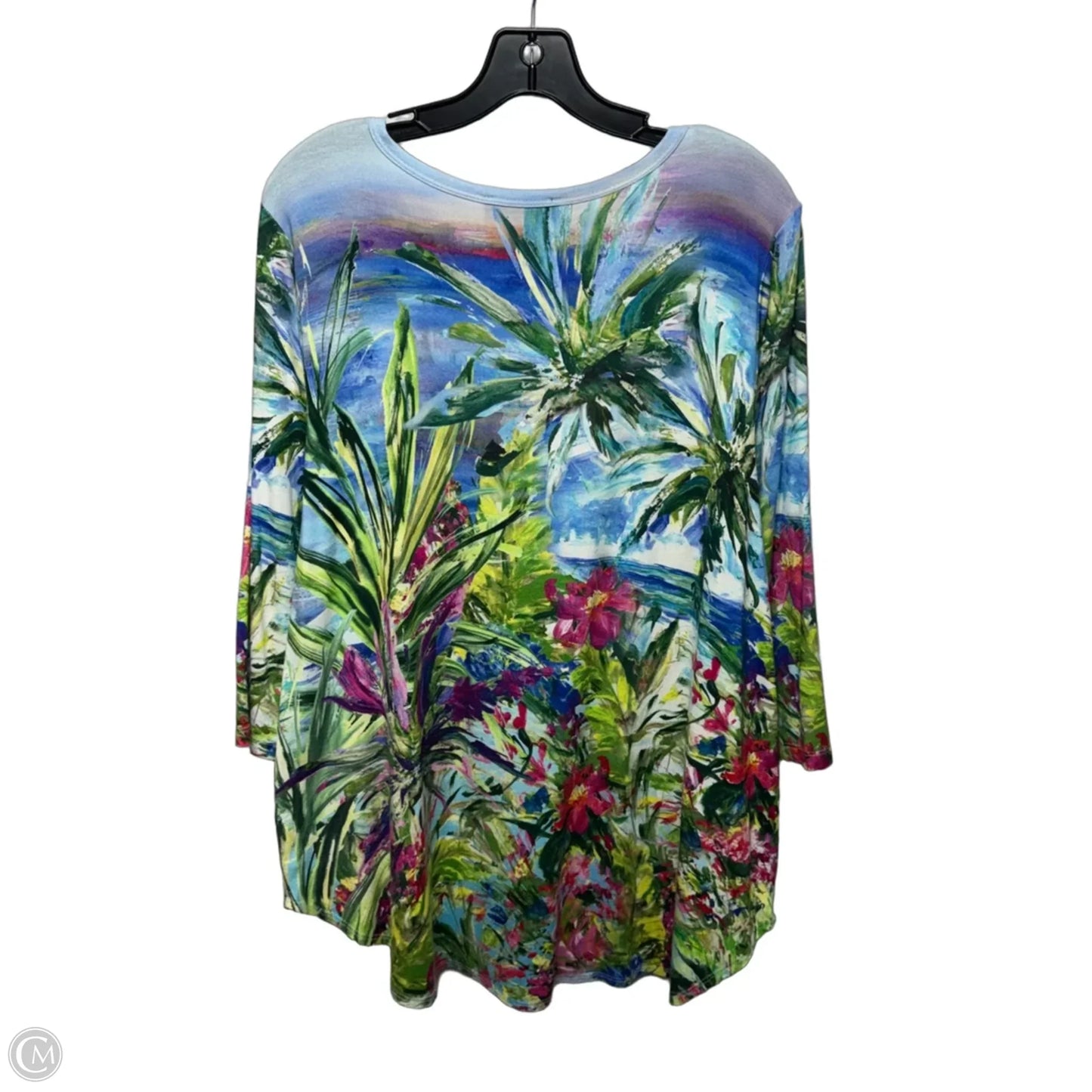 Tunic 3/4 Sleeve By Karen Kane In Tropical Print, Size: 1x