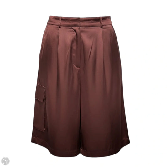Pleated Stretch Satin Utility Shorts By Hutch In Copper, Size: M