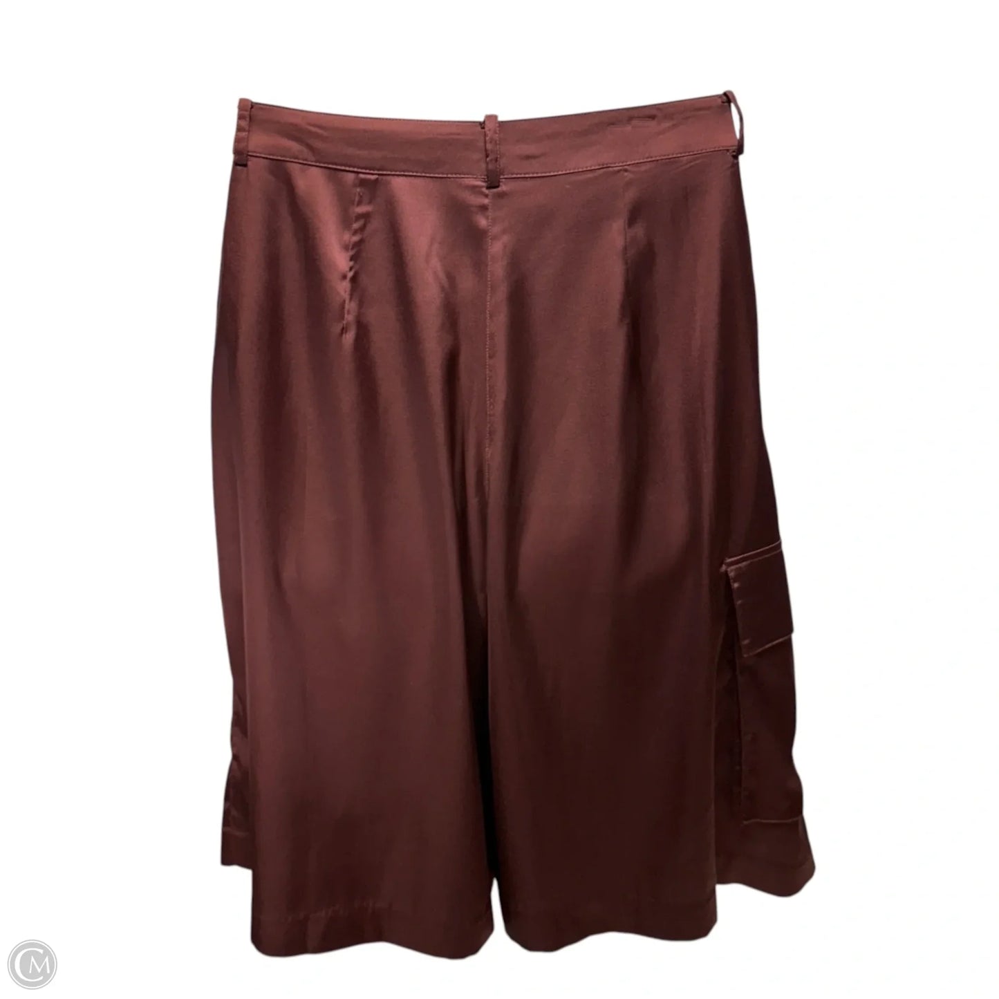 Pleated Stretch Satin Utility Shorts By Hutch In Copper, Size: M
