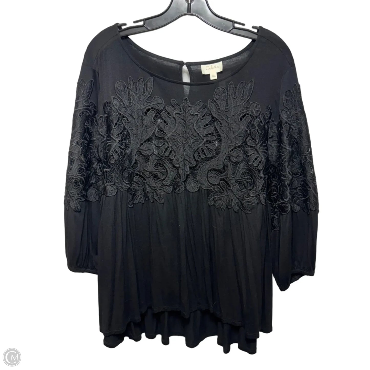 Top 3/4 Sleeve By Deletta In Black, Size: L
