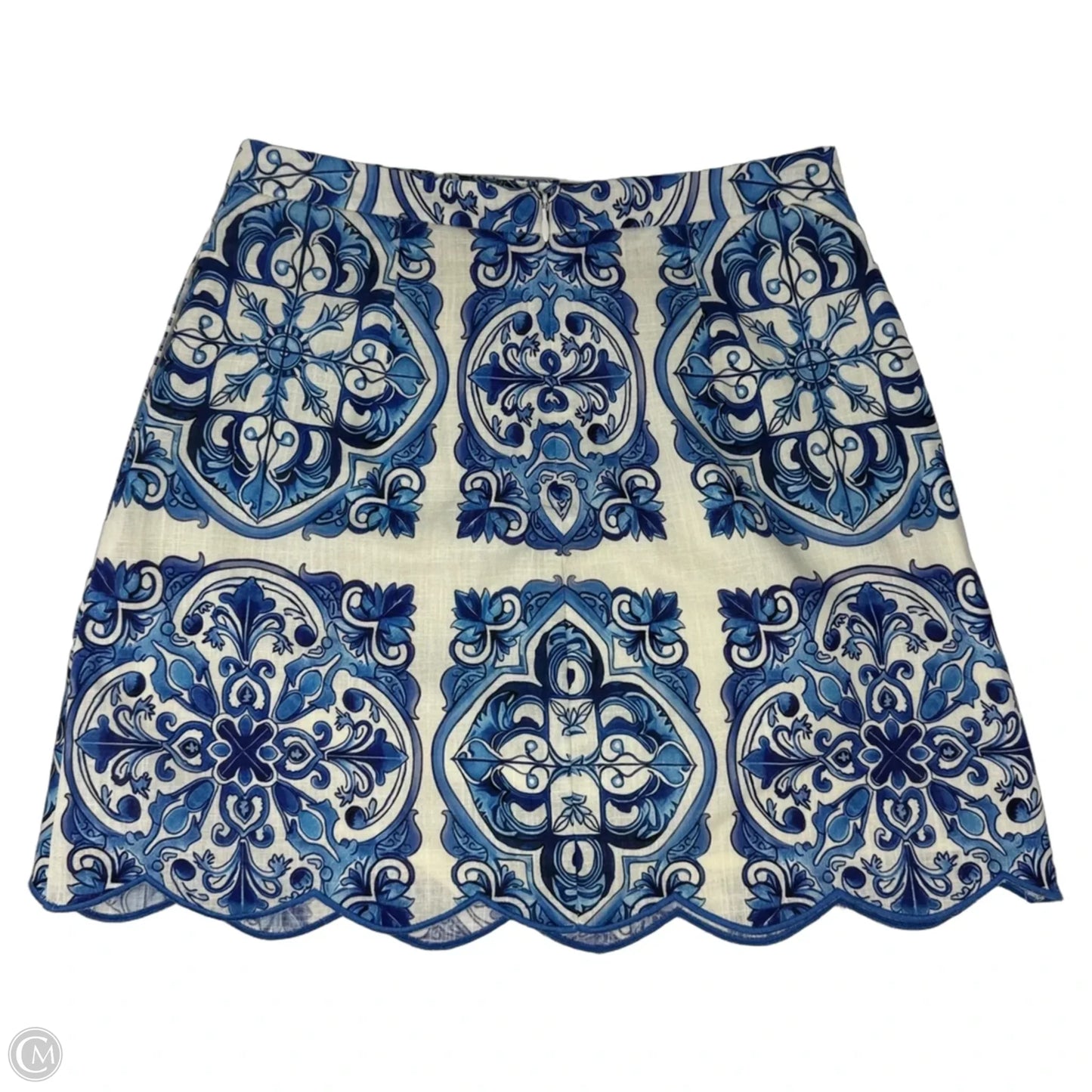 Pilar Scallop Skirt Mini & Short By Mestiza In Blue & Cream, Size: 2