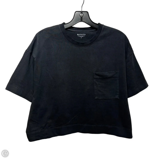 Cropped Athletic Top Short Sleeve By Athleta In Black, Size: S