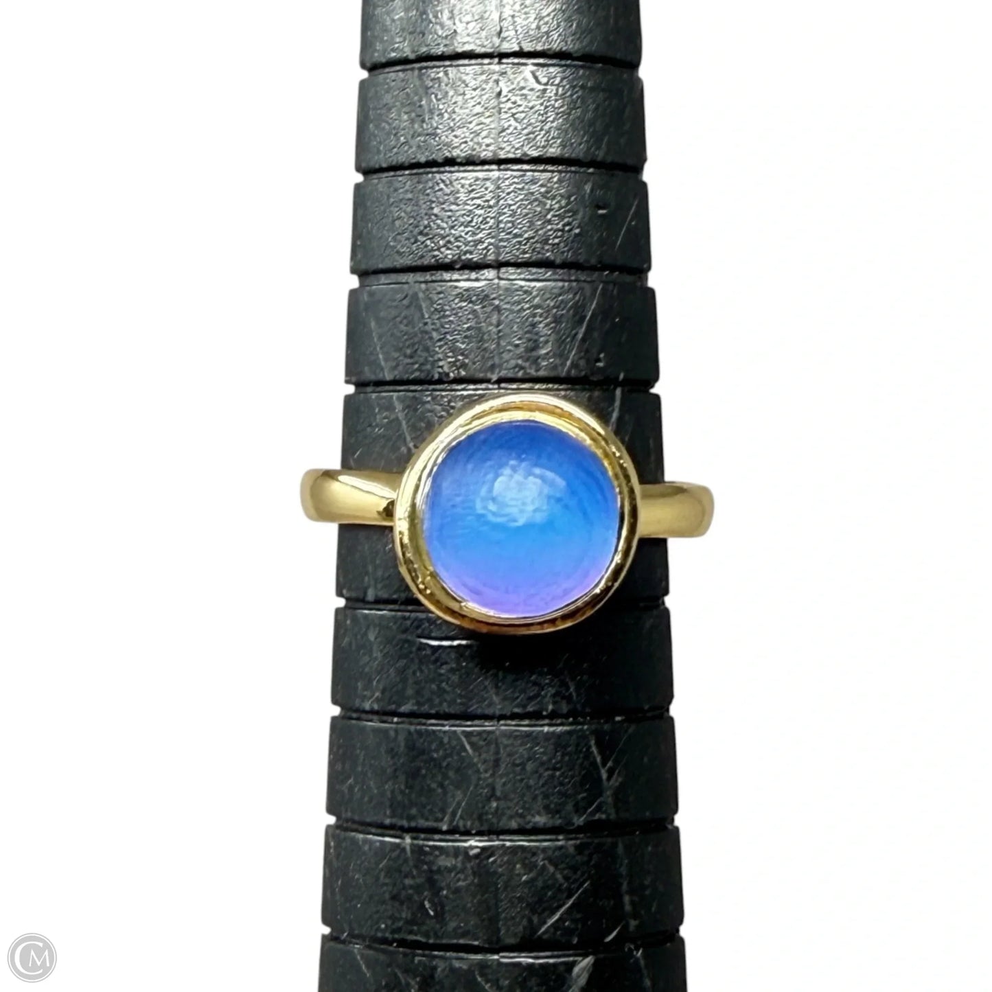 Lucite Mini Sphere Ring (Light Blue/Gold) By Alexis Bittar, Size: 5.5