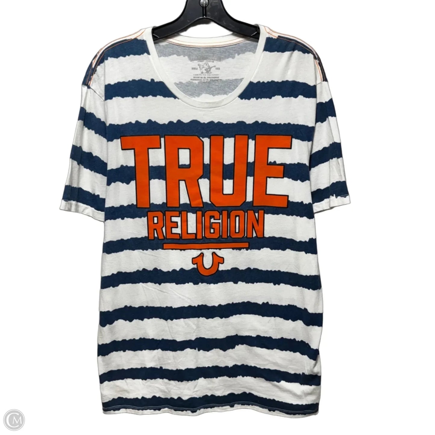 Top Short Sleeve By True Religion In Striped Pattern, Size: Xl