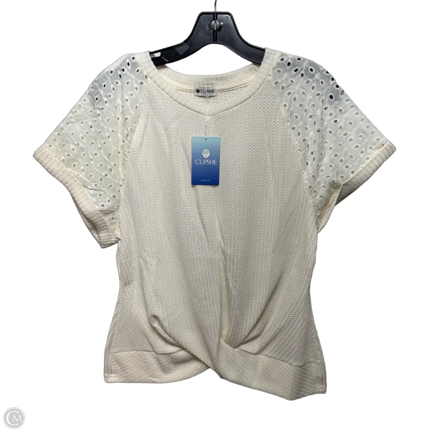 Top Short Sleeve By Cupshe In Cream, Size: Xl