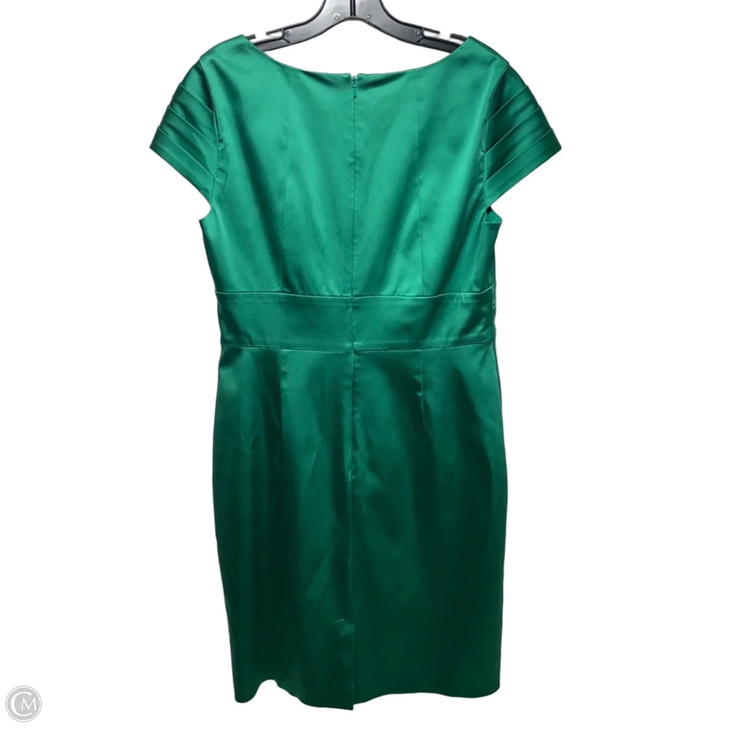 Emerald Satin Cap Sleeve Cocktail Dress By Kay Unger In Green, Size: 12