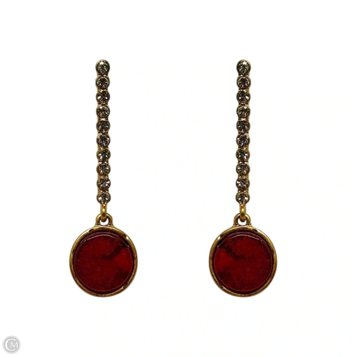 Diamanté and Red Stone Dangle Earrings