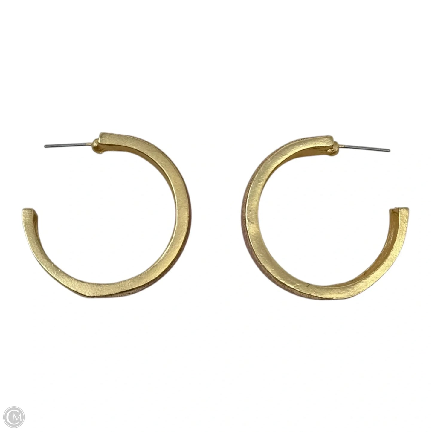 Pink Leather & Gold Tone Hoop Earrings