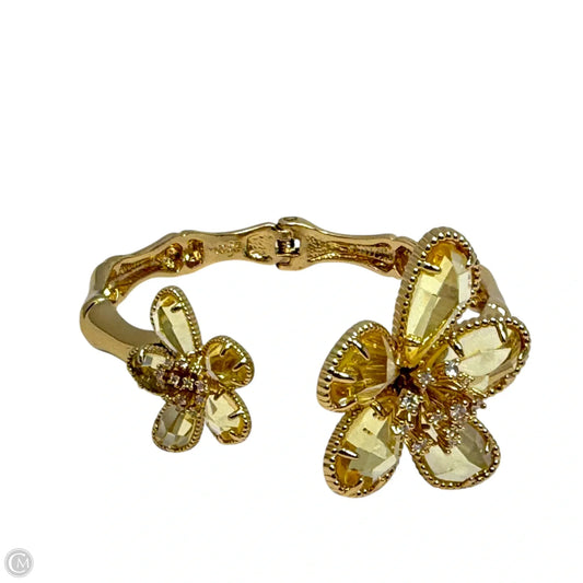 Golden Blooms Rhinestone Flower Hinged Open Cuff Bracelet Designer By Lilly Pulitzer
