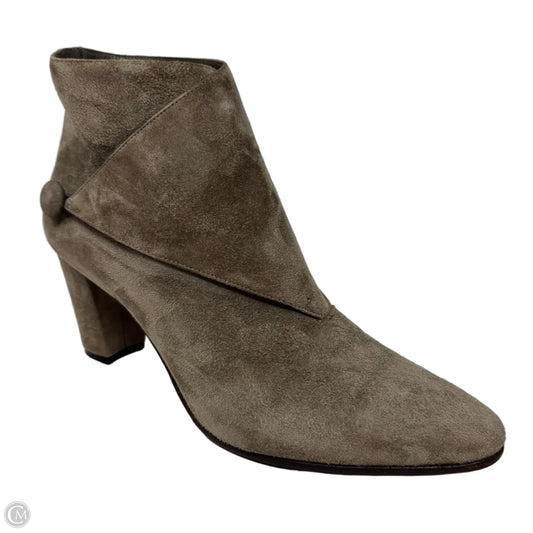 Diaz Suede Ankle Boots Luxury Designer By Manolo Blahnik In Taupe, Size: 7 (37)