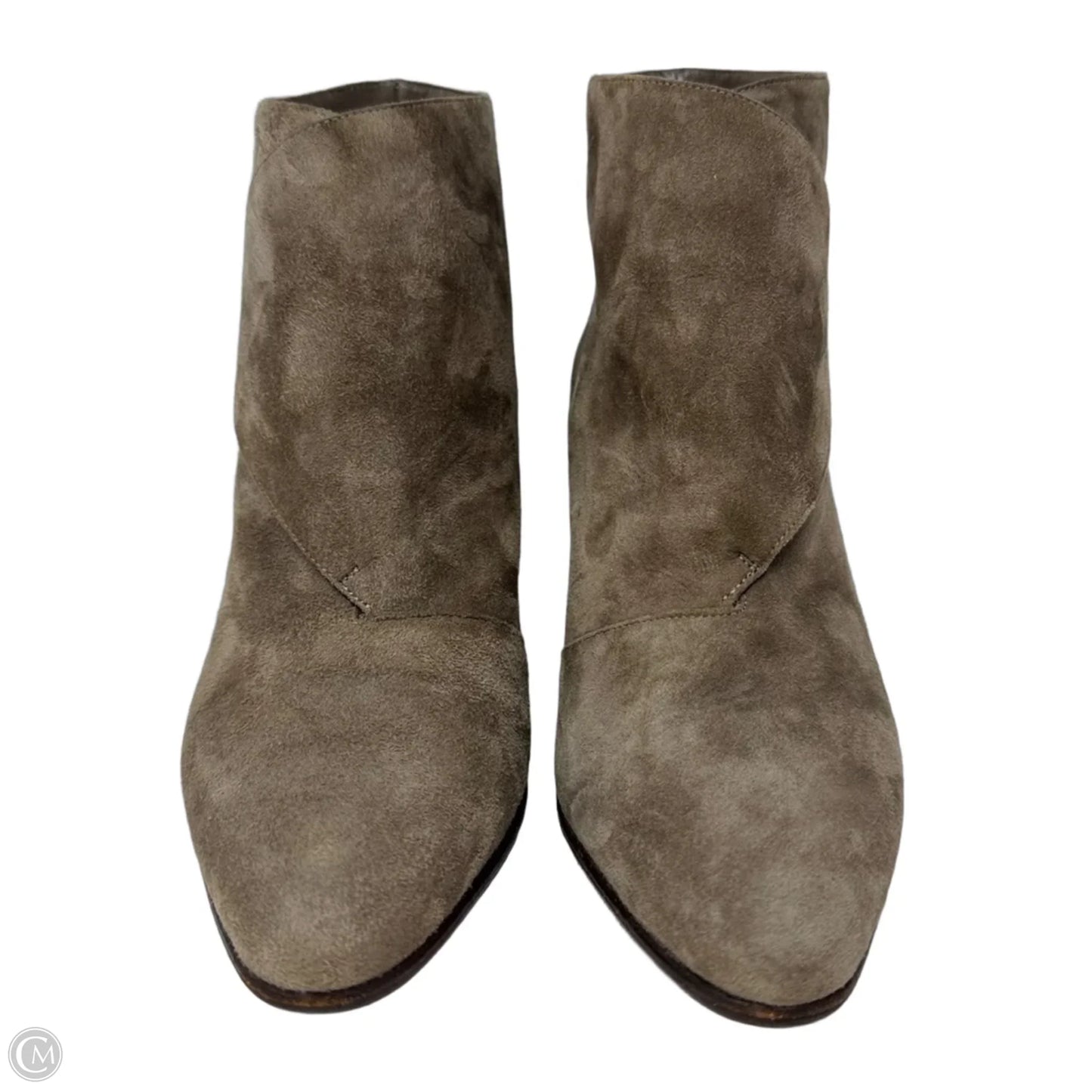 Diaz Suede Ankle Boots Luxury Designer By Manolo Blahnik In Taupe, Size: 7 (37)