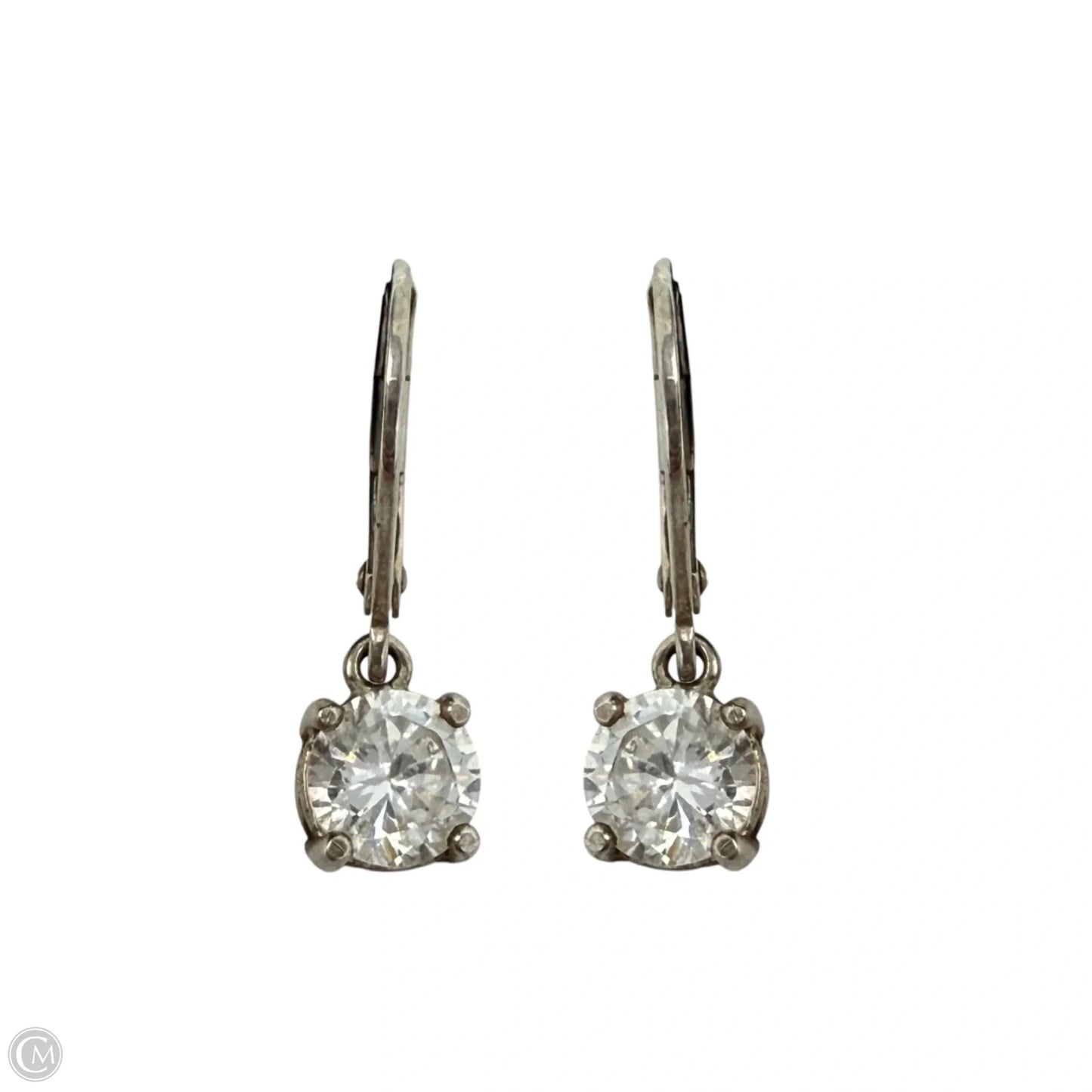 Sterling Silver & Round Solitaire CZ Drop Earrings
