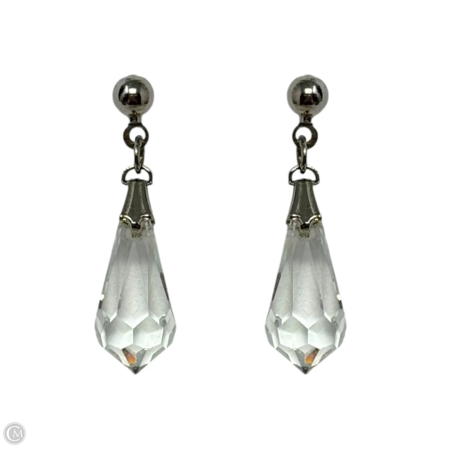 Small Clear Faceted Bead Dangle Earrings