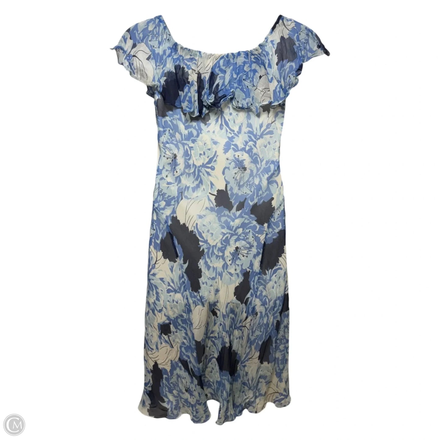Dress Casual Midi By Polo Ralph Lauren In Blue & Cream, Size: 12