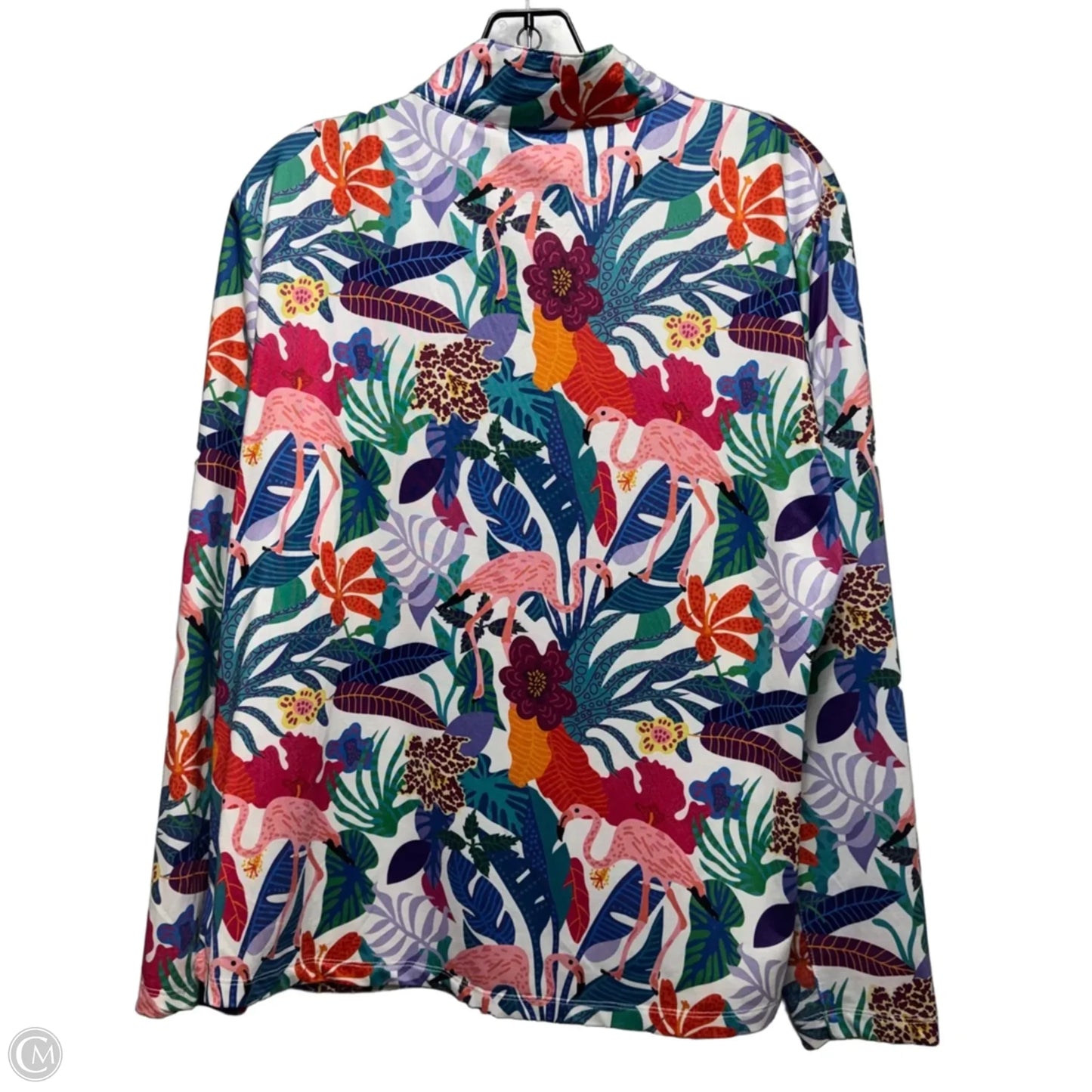 Athletic Top Long Sleeve Collar By Gottex In Tropical Print, Size: Xl