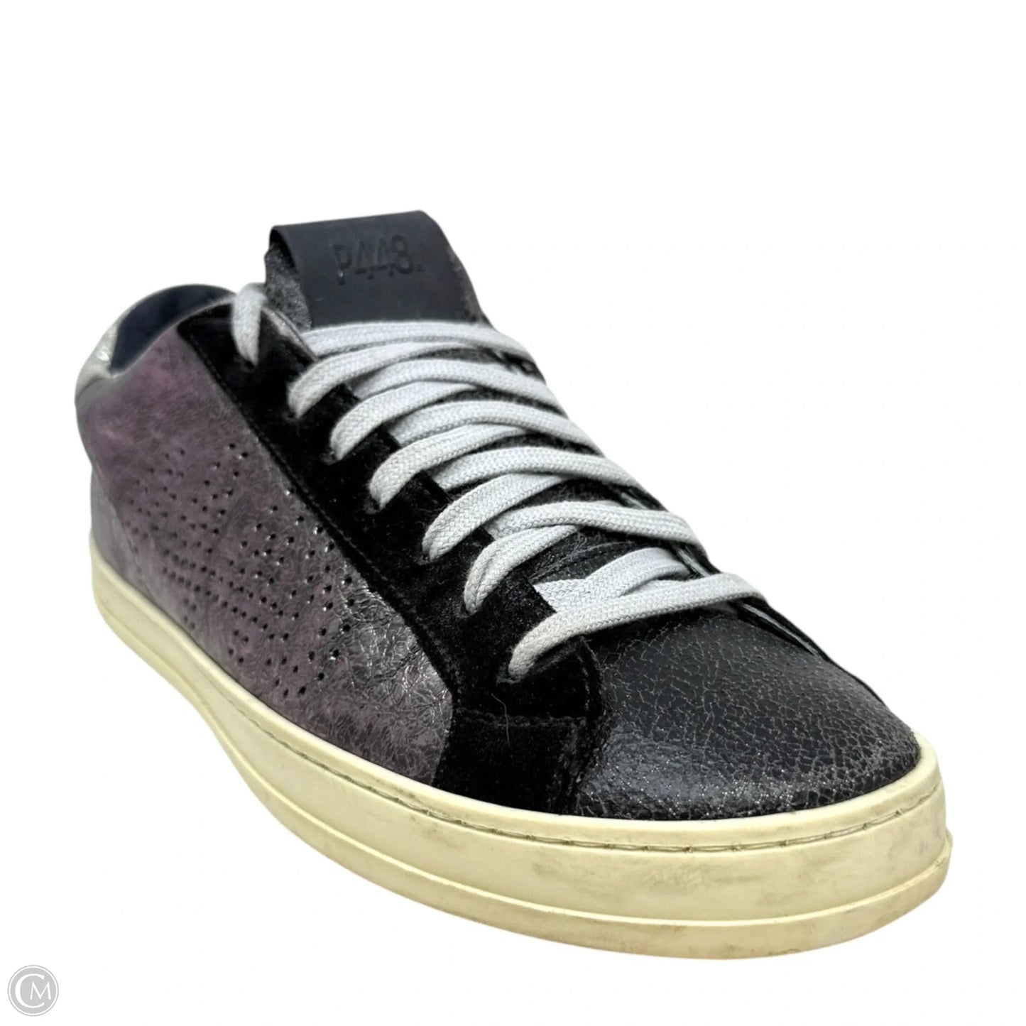 John Low Top Metallic Leather Sneakers By P448 In Silver, Size: 8 (38)