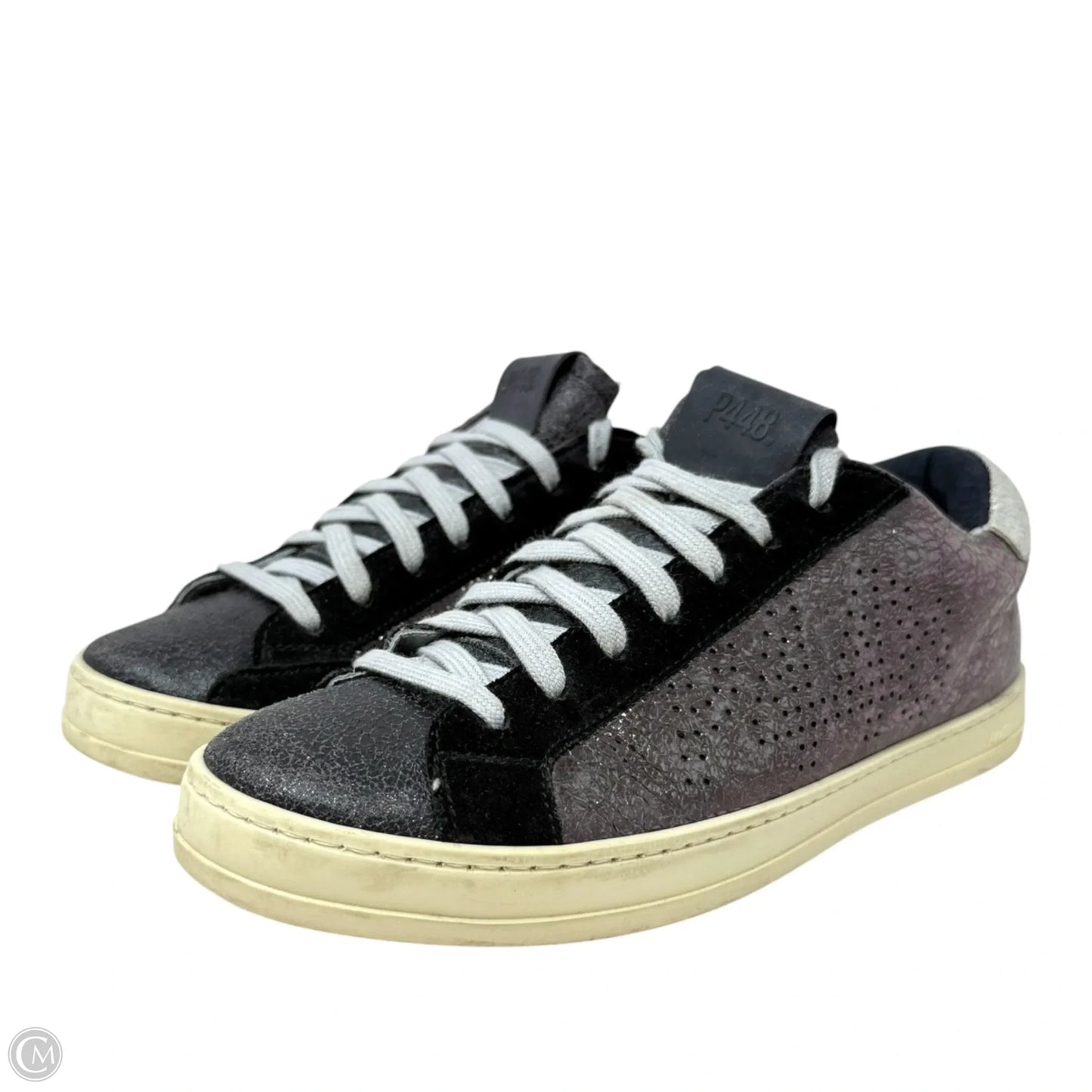 John Low Top Metallic Leather Sneakers By P448 In Silver, Size: 8 (38)