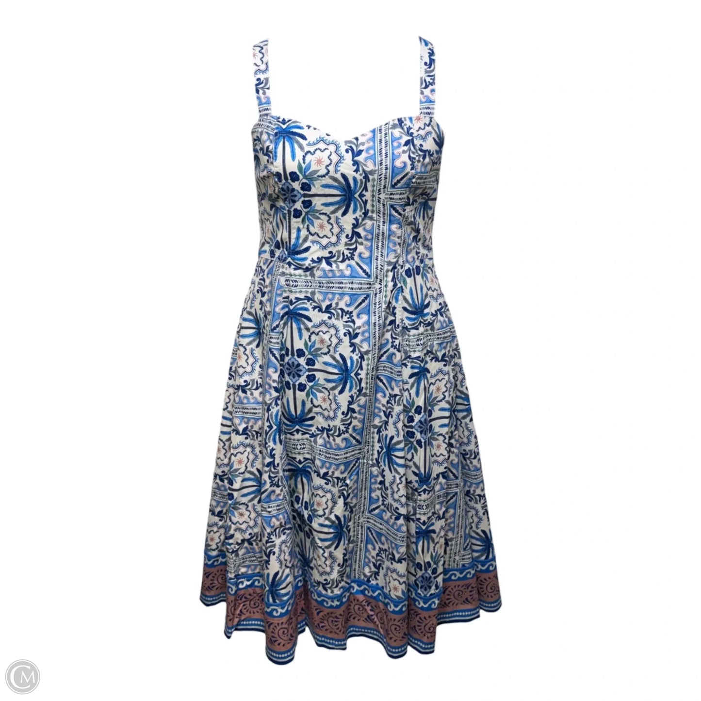 Dress Casual Midi By Avec Les Filles In Blue & Cream, Size: 12