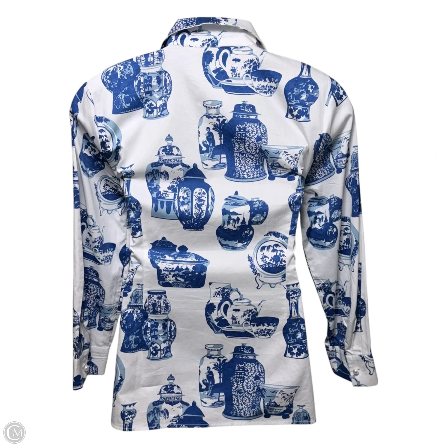 Top Long Sleeve By Patty Kim In Blue & White, Size: Xl