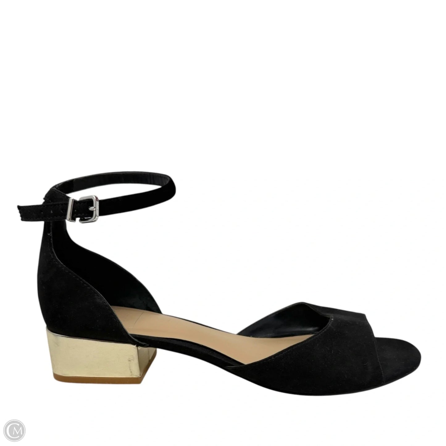 Danni  Block Heel Sandals By Kaari Blue In Black & Gold, Size: 8.5