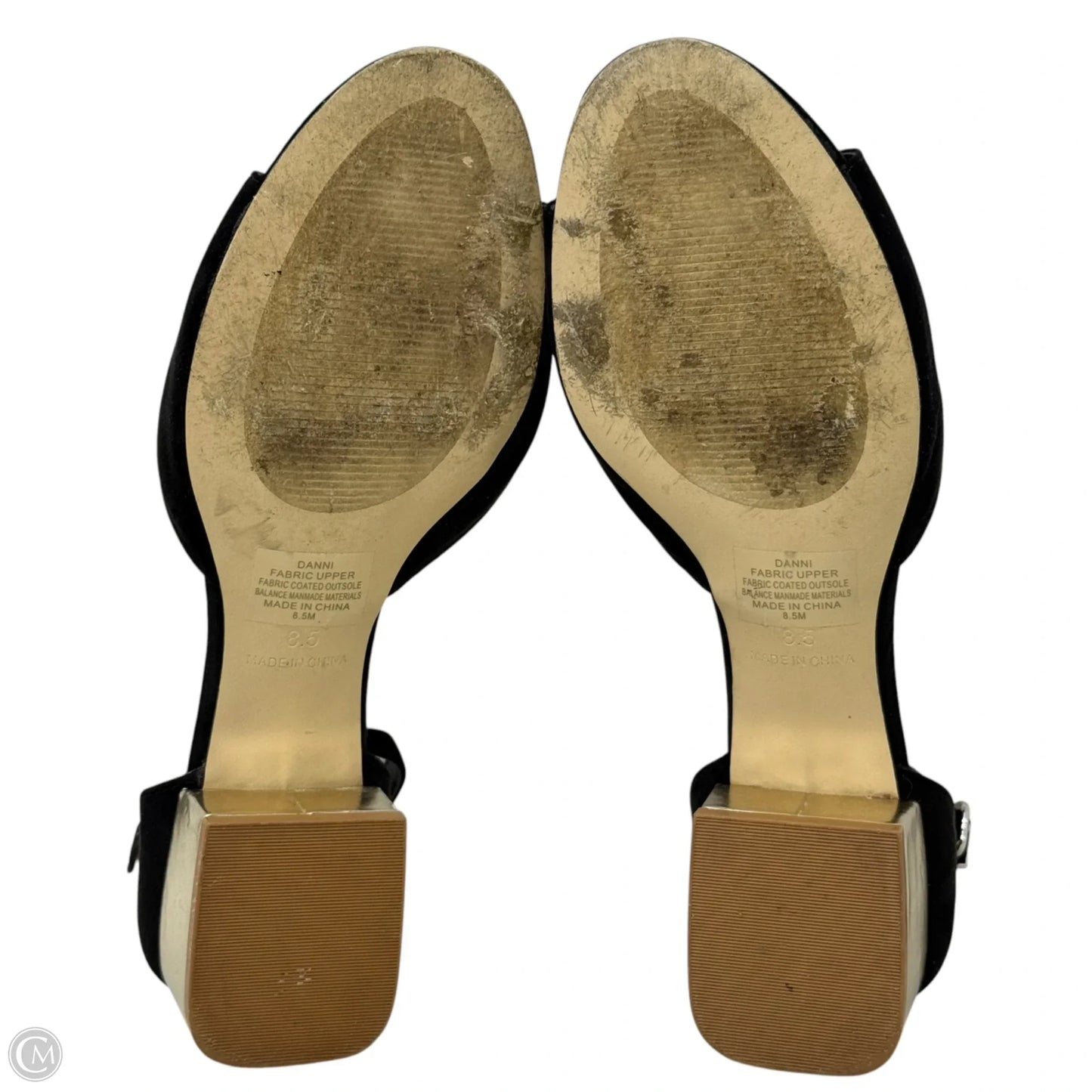 Danni  Block Heel Sandals By Kaari Blue In Black & Gold, Size: 8.5
