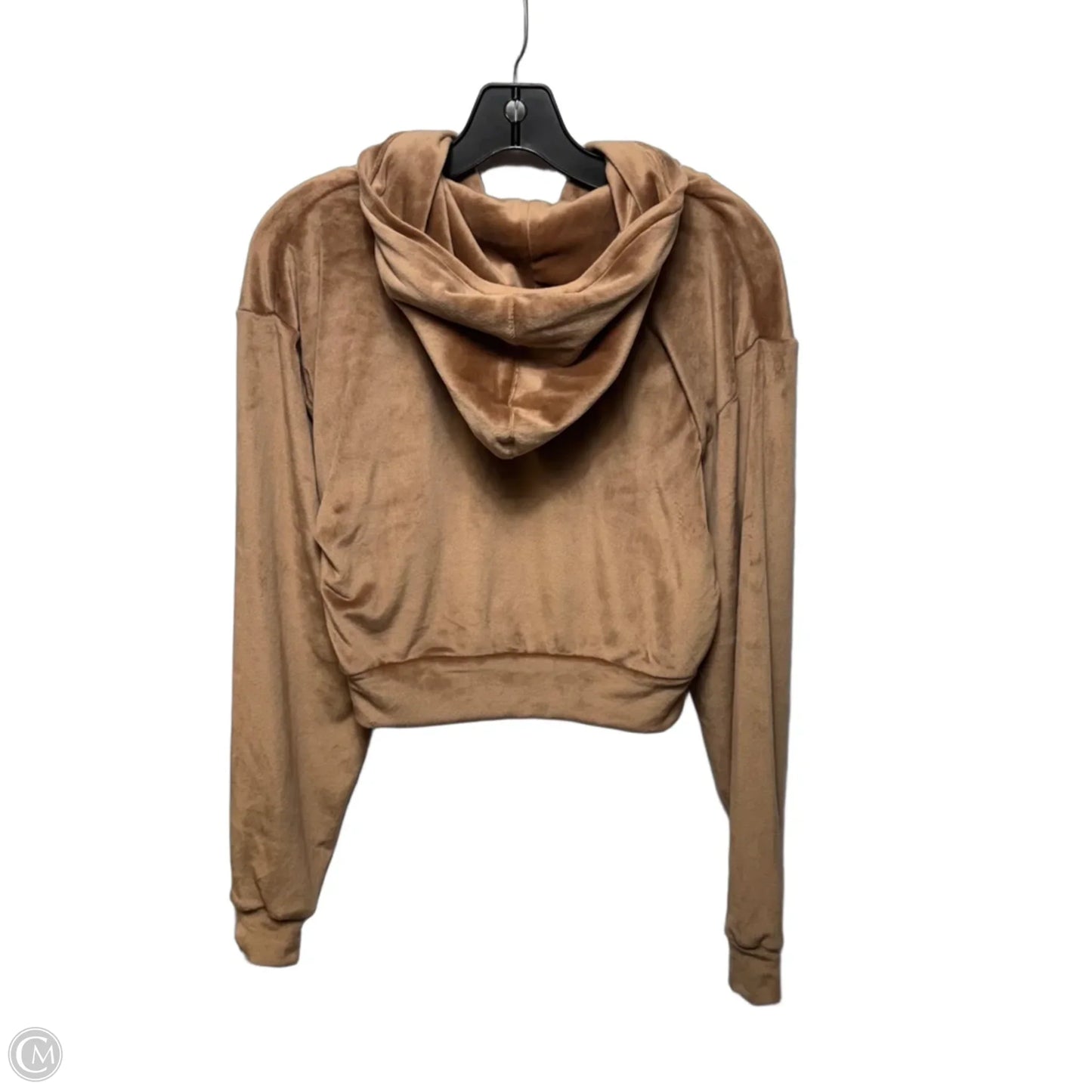 Cropped Velour Zip Hoodie By Skims In Brown, Size: Xs
