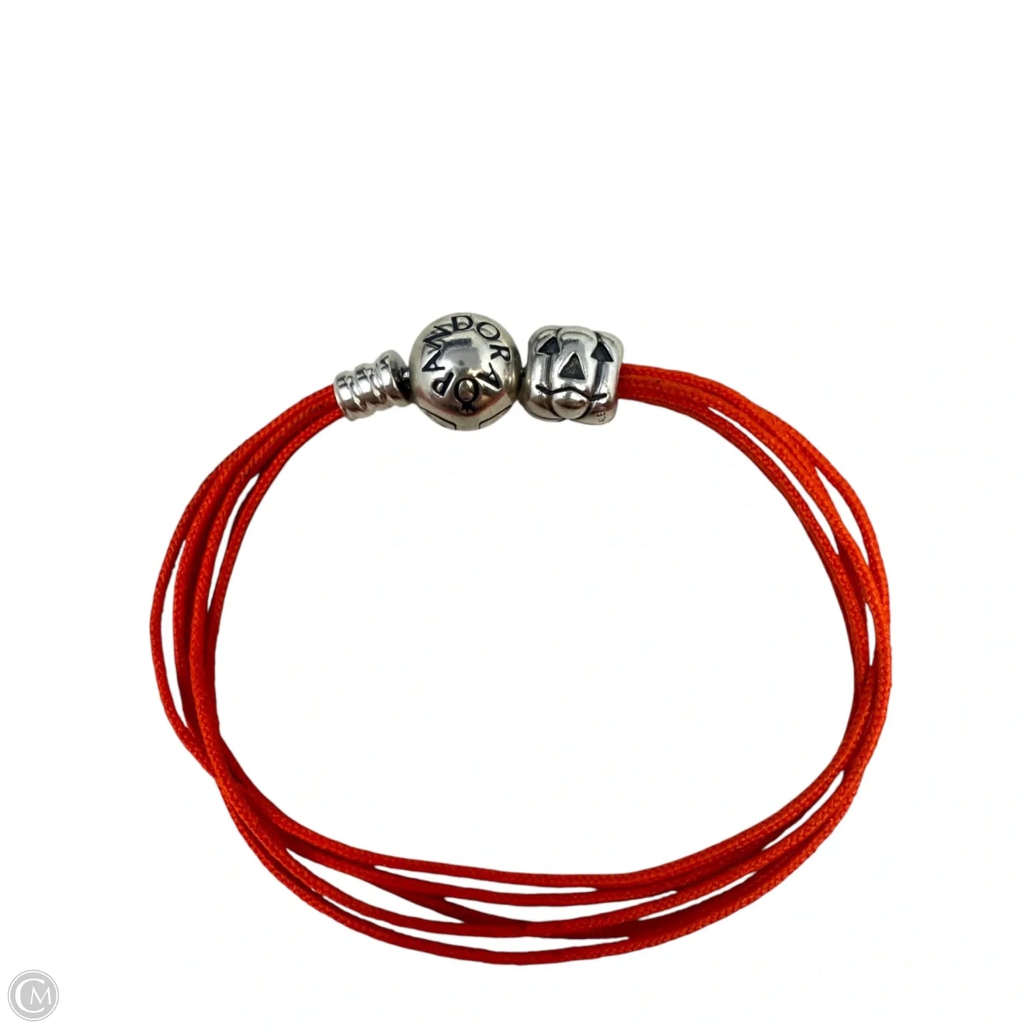 Multi-Strand Fabric Cord Bracelet with Sterling Silver Clasp & Jack-O-Lantern Charm By Pandora