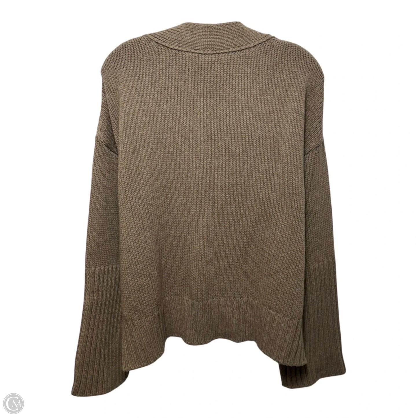 Virgin Wool Sweater Cardigan By G. In Taupe, Size: M