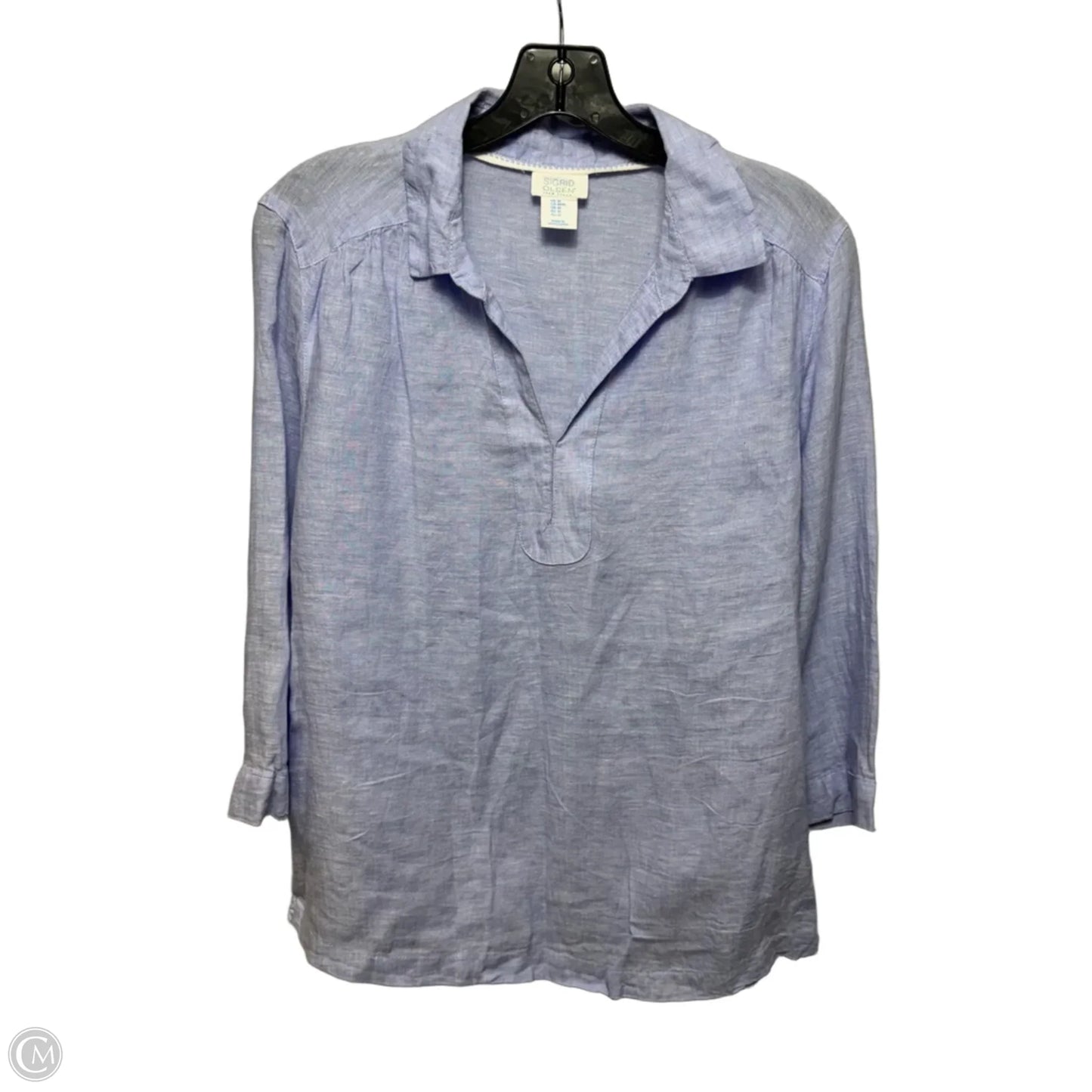 Linen Top 3/4 Sleeve By Sigrid Olsen In Blue, Size: M
