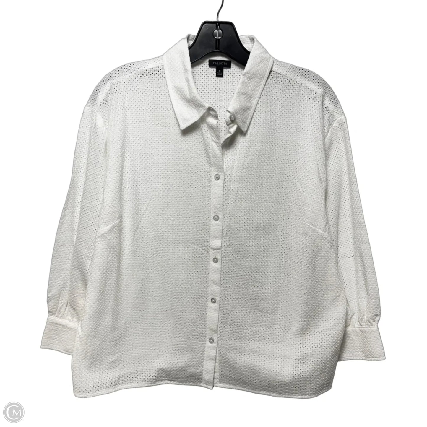 Eyelet Top Long Sleeve By Talbots In White, Size: M